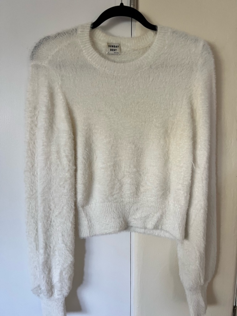 Sunday Best Cream Fuzzy Crewneck Sweater